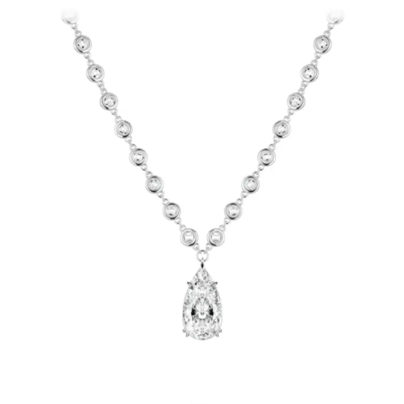 

Ювелирные изделия BELLUX, серебро 925, позолоченное каплевидное ожерелье с подвеской из синтетического циркона, ожерелье-цепочка для женщин, роскошная свадебная вечеринка