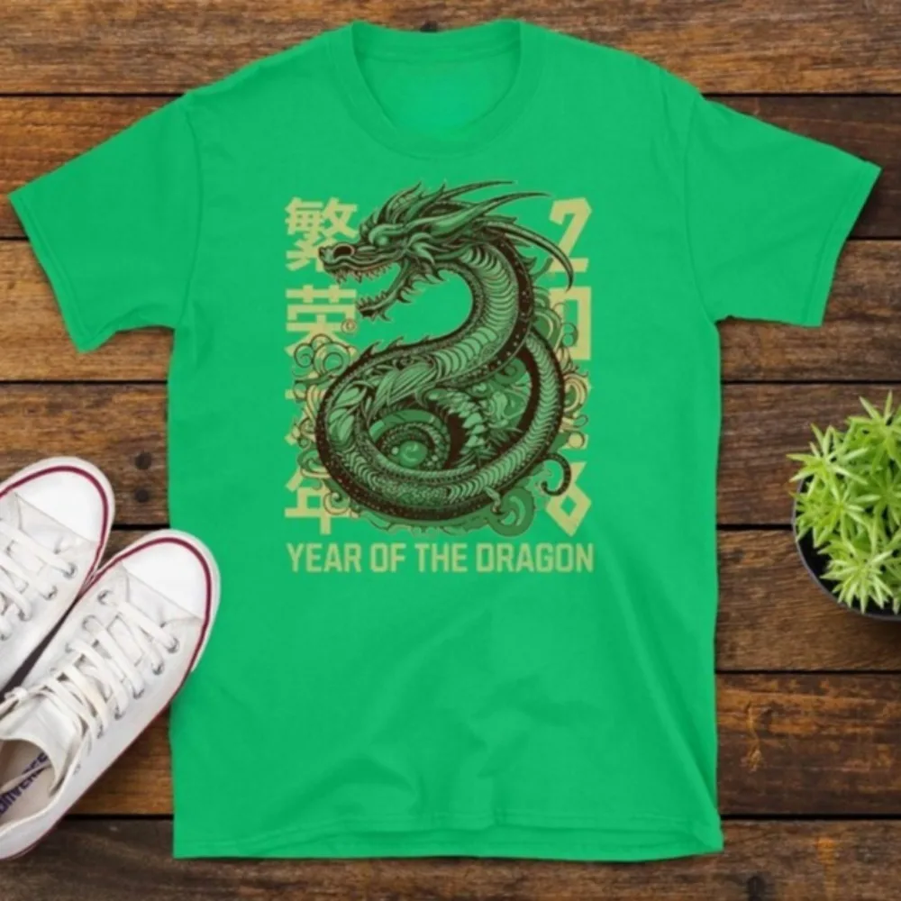 Chinese New Year 2026 Dragon Women T-shirt Lunar Festival Gift Fashion Unisex Tshirts Short-sleeve Cotton Top Clothes Y2k Tops