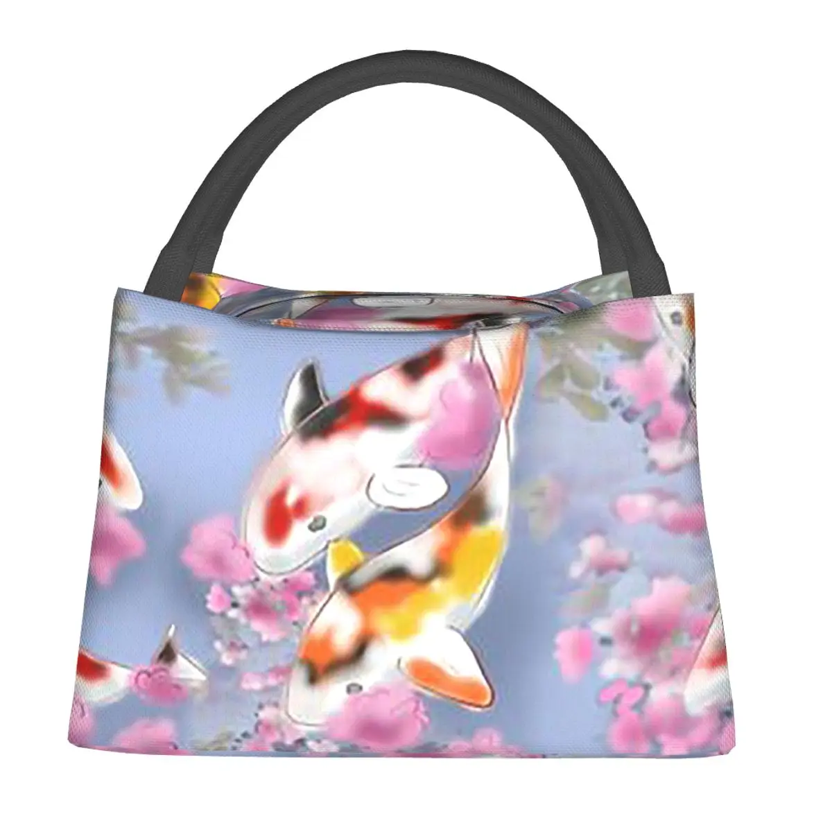 Koi Carp With Sakura Reflections In A Purple Pond Lunch Bags Bento Box Lunch Tote Picnic Bags Thermal Bag for Woman Office