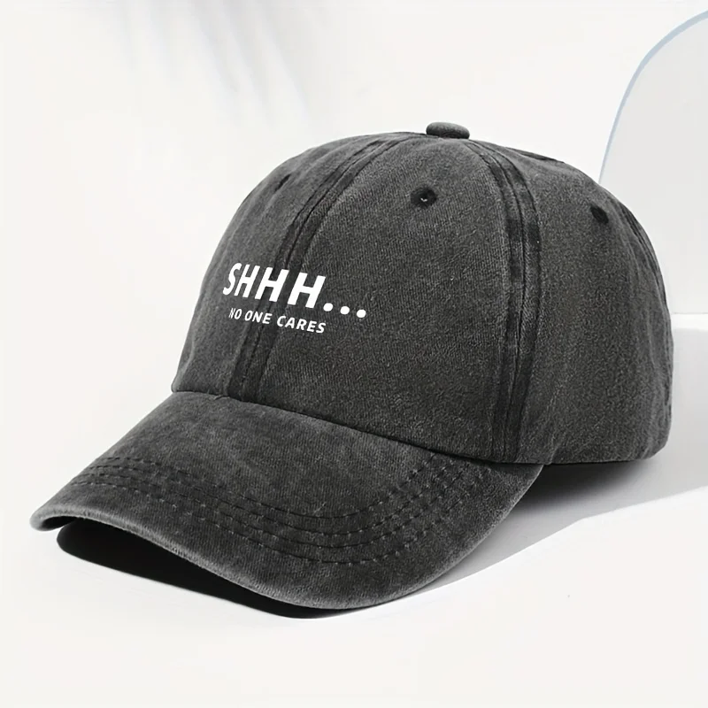 Unisex NO ONE CARES Letter Slogan Printed Washed Vintage Baseball Cap Fashion Men Women Sun Hat Adjustable Size Trucker Cap Suit