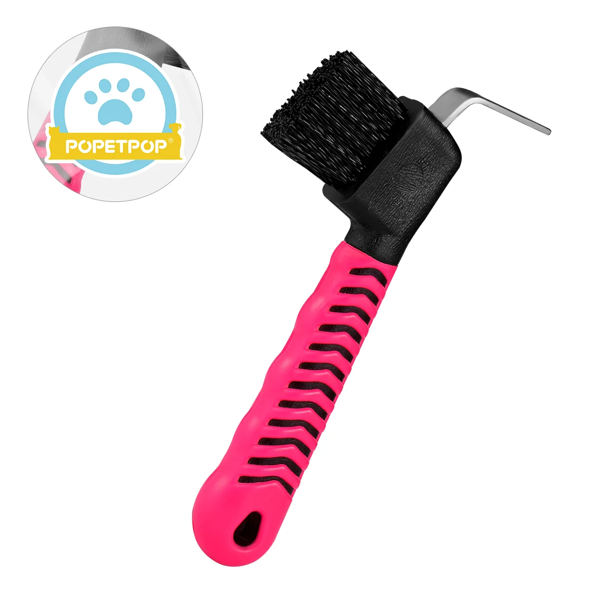 POPETPOP Grip Hoof Pick Horse Care Product Durable Anti-slip Horse Hoof Hook with Brush Design for Horse Grooming (Random Color)