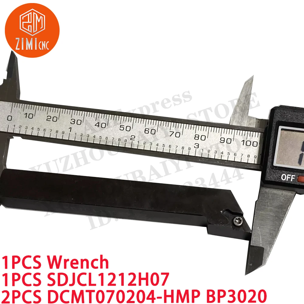 1PCS SDJCL 1212H07 CNC externo redondo suporte de ferramenta de torneamento + 2PCS DCMT070204-HMP BP3020 Inserções de carboneto torno de metal ferramentas de corte