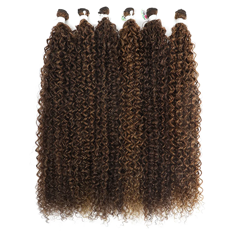 Synthetic Kinky Curly Hair Bundles Long  Jerry Curly Hair Wave 26 28Inch Full Head Organic Fiber Hair Extensions For Women