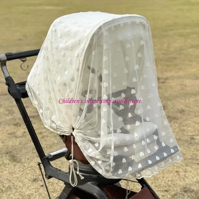 Heart Embroidery Baby Fly Net for Strollers and Bassinets Stretchable Case 425F