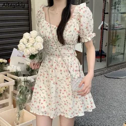 Summer Sweet Dresses for Women Fashion Mini Lovely Design Flower Girls Clothing Chic Casual Soft Holiday All-match Popular Ins