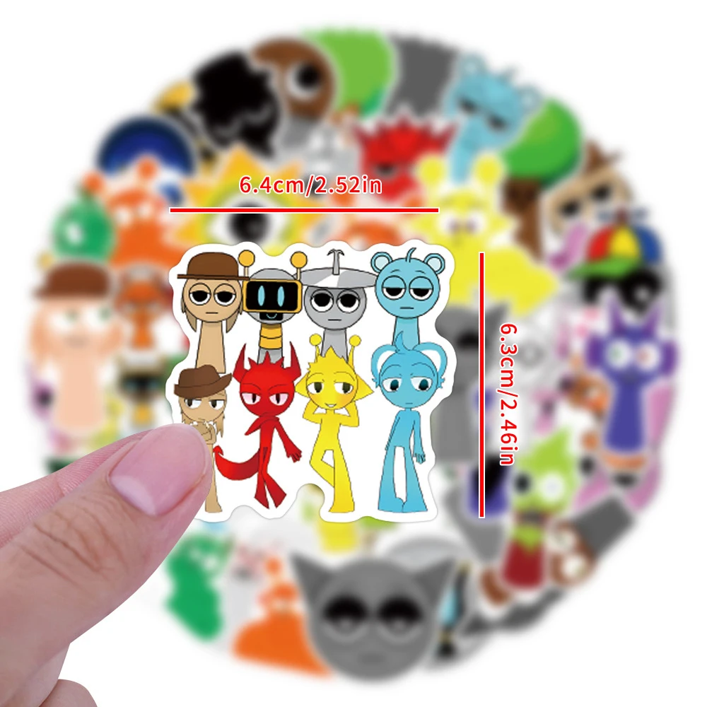 10/30/55pcs Incredibox Sprunki Music Game Stickers Funny Kids Graffiti Toys Cartoon Decals DIY Phone Laptop Notebook Bike Car image 4