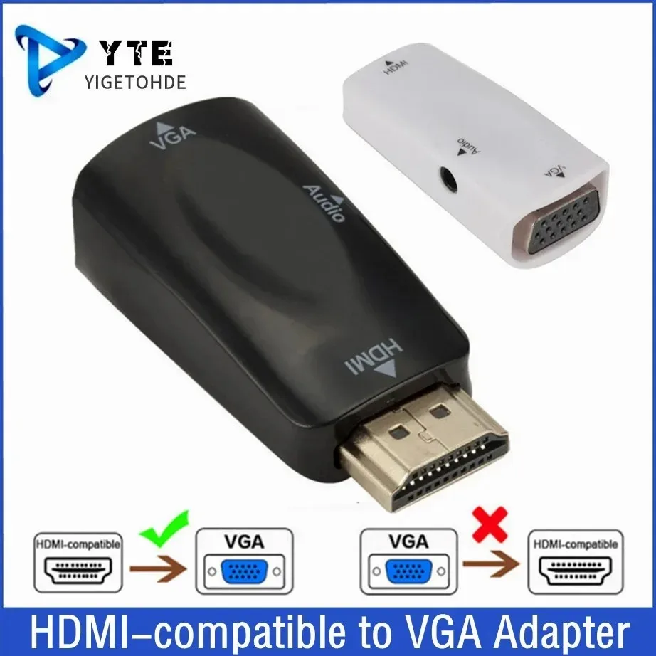 

HDMI-compatible to VGA Adapter With 3.5Mm Jack Audio Cable HD 1080P Female to Female Converter For PC Laptop Display Projector