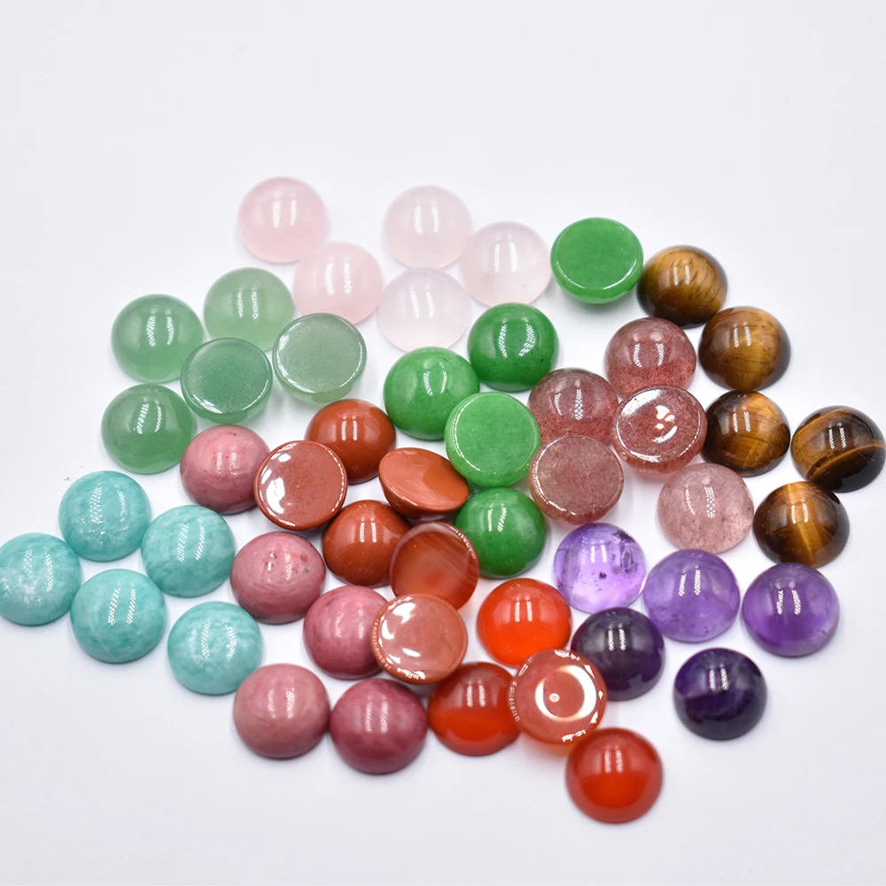 Großhandel 50 Stück/Lot Modische, hochwertige 10mm gemischte runde CAB-CABOCHON Natursteinperlen für Schmuckzubehör, kostenloser Versand – Detail 3