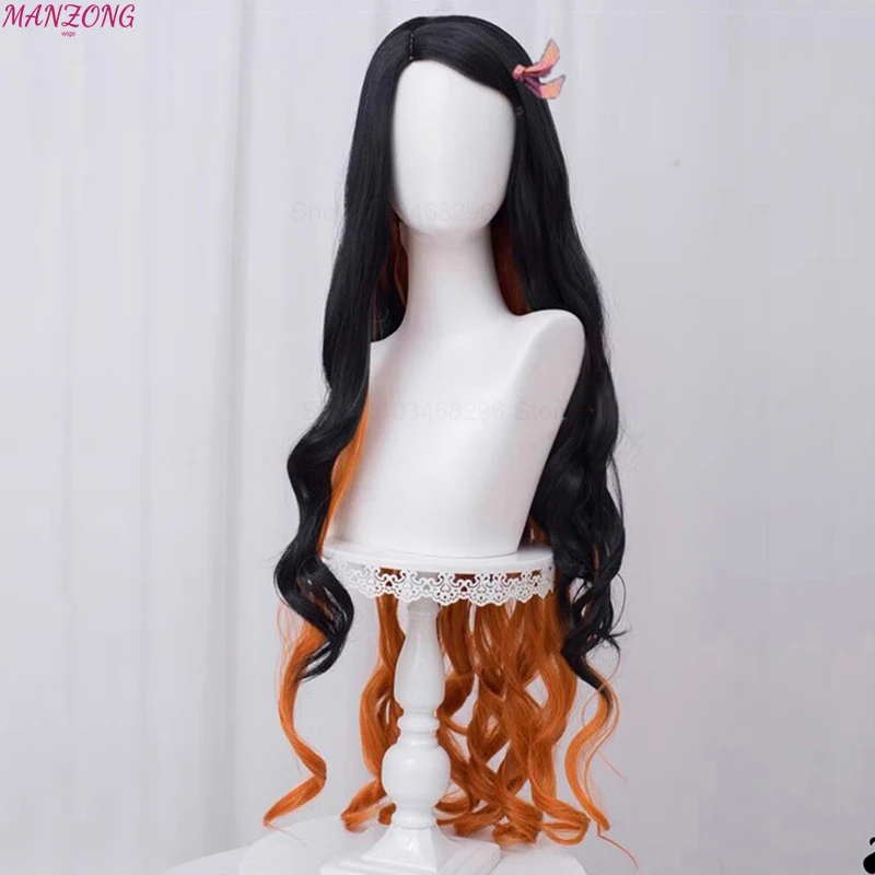 Kamado Nezuko Wigs Anime Nezuko Cosplay  Long Heat Resistant Synthetic Hair Cosplay Wig