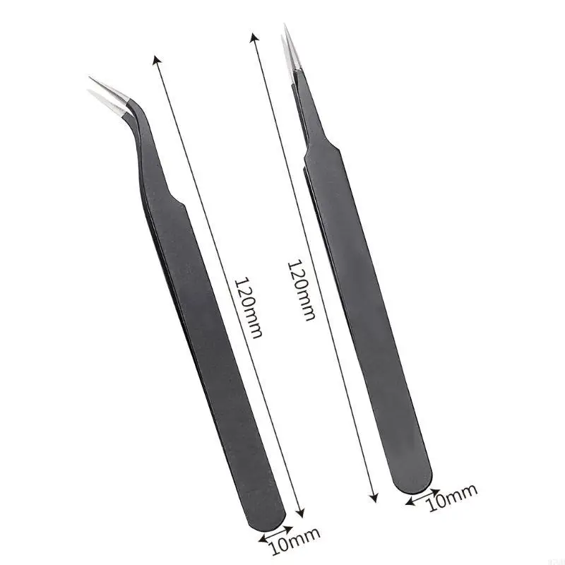 97QD pinzas antiestáticas precisión precisión acero carbono curva doblada pintura joya nipper herramienta