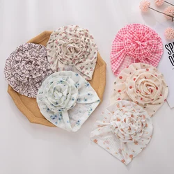 Cappelli floreali arruffati in cotone per bambini Bebe Boys Girls Caps for Children Big Blossom Flower Heart Pirnt Headwraps copricapo neonato