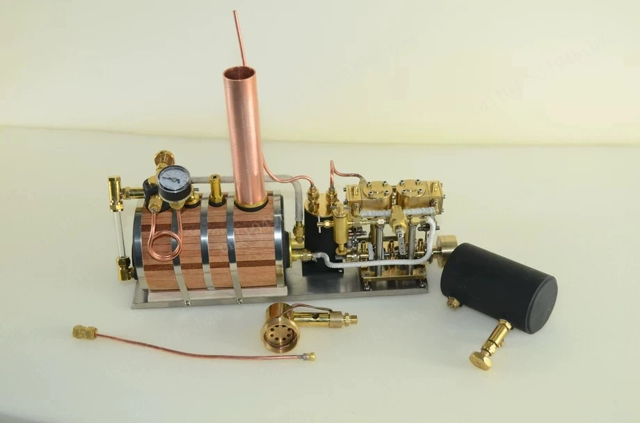 

Inline two-cylinder reciprocating steam engine model power pack