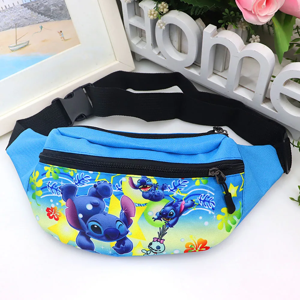 Disney Stitch Chrildren\'s Waist Bag Canvas Fanny Pack Boy Girl Cartoon Crossbody Chest Bag Fashion Travel Belt Bag kids gifts