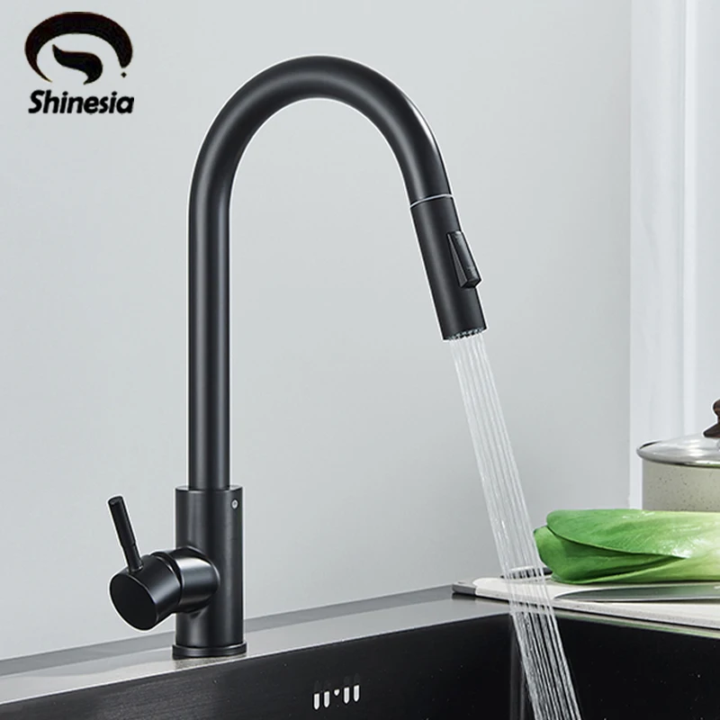 Shinesia Gourmet Faucet Kitchen 360 Rotation Kitchen Sink Faucet Black Mixer Tap Hot And Cold Water