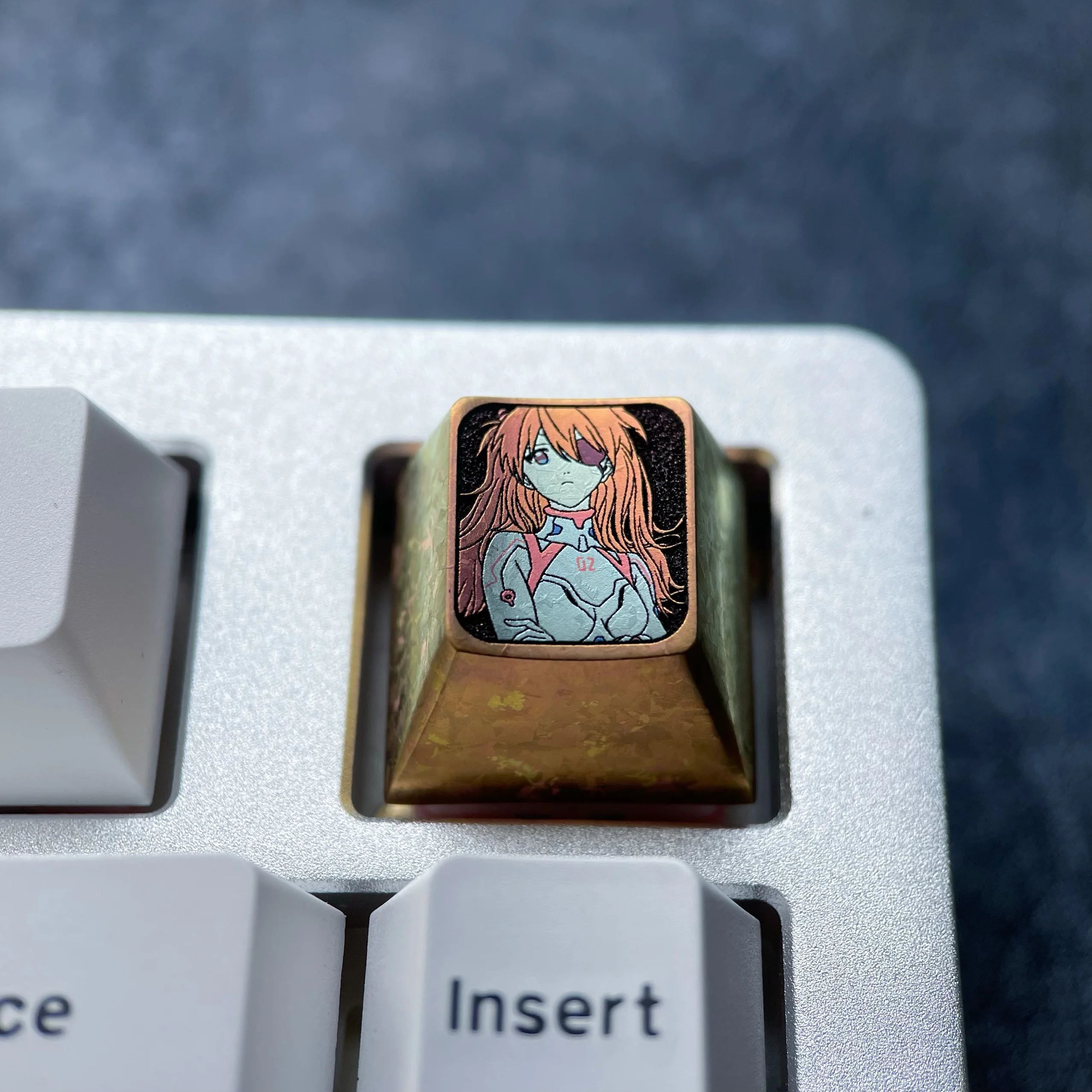 

EVA Asuka Anime Theme Keycap Single Cherry Profile Titanium Alloy for 1U ESC Key Mechanical Keyboard Gaming Creative Cartoon