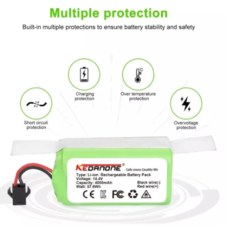 

14.4V 4000mAh Li-ion Battery for Conga Excellence 990 1090 Ecovacs Deebot N79S N79 DN622 Eufy Robovac 11S 12 35C