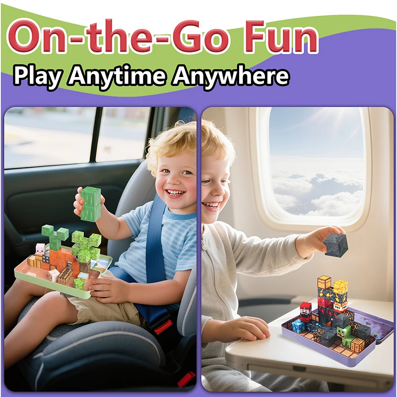 35 قطعة موضوع الجزرة المغناطيسي اللبنات مكعبات المغناطيس مع صندوق حديد محمول الجذعية ألعاب السفر الحسية للأطفال هدية الكريسماس