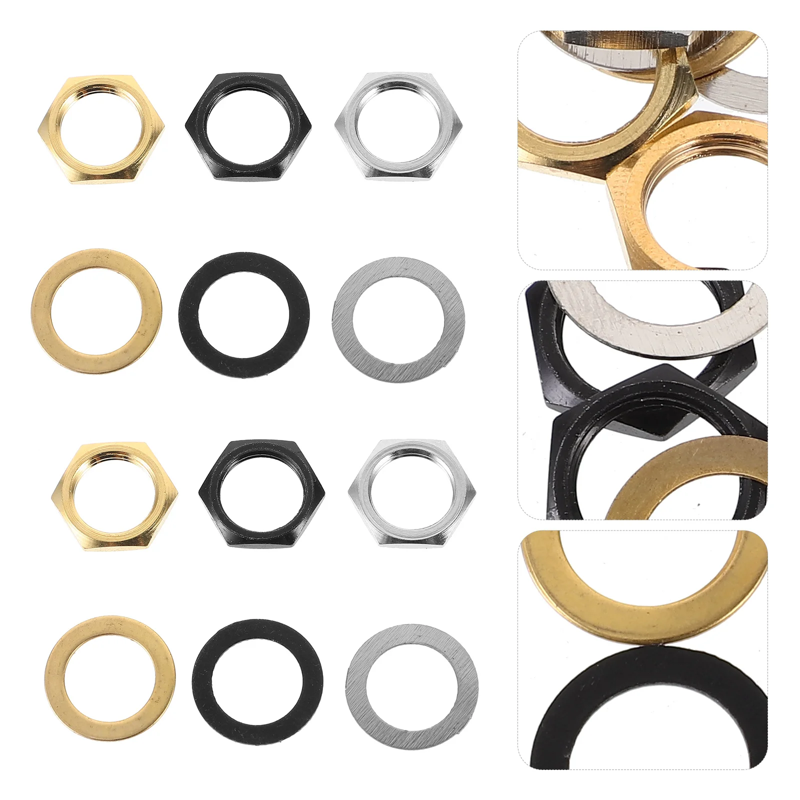 

12 set Guitar Nut Washer Set 9.36Mm Electric Guitar Socket Nuts Replacement Parts For Bass Instrument Accessory