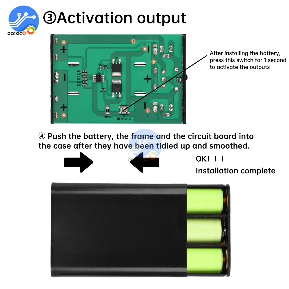 DIY Welding-free 3 x 18650 Power Bank Box Removable Charger for Cellphone WiFi Router LED Light Security Camera DC 12V