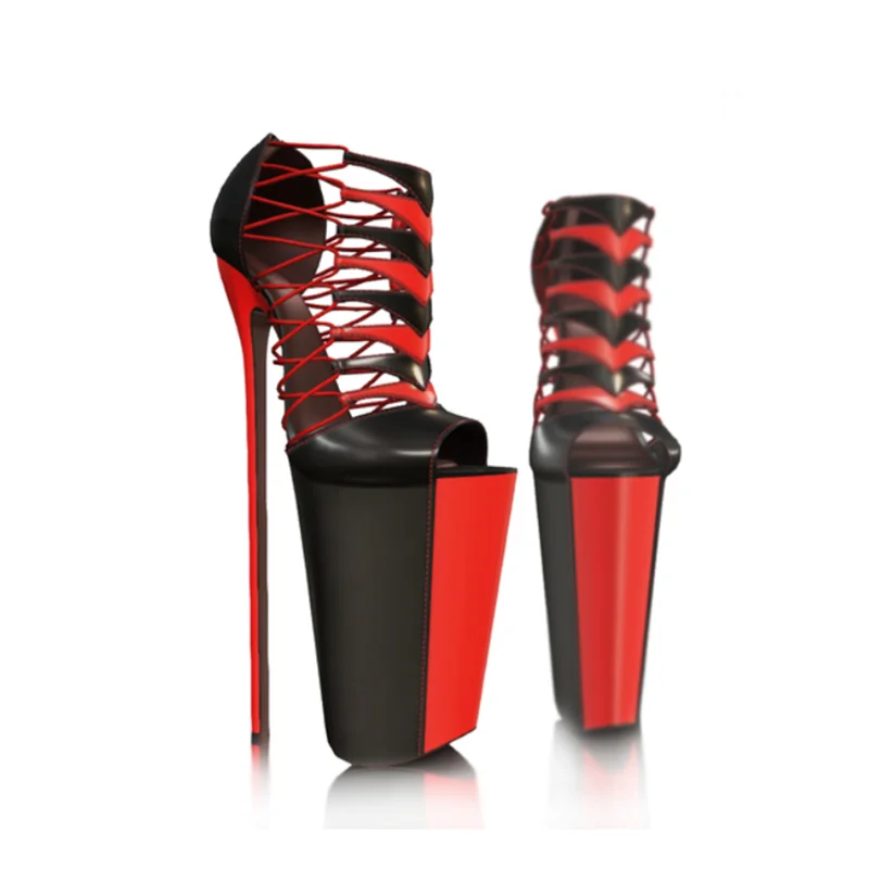 

Red Lace Up Slip On Platform Sandals Thin High Heel Peep Toe Fashion Cool 2025 Summer Big Size Woman Shoes Zapatillas Mujer