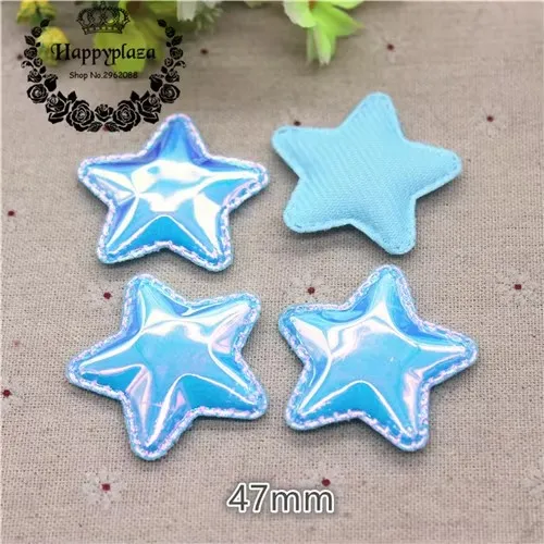 12pcs Shiny AB PU Fabric Padded Star/Heart Patches Appliques For Garment Appliques Hair Hat Decorative Ornament DIY
