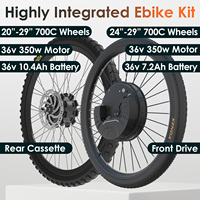 Highly Integrated Ebike Conversion Kit with Battery 350W Front Rear Cassette Motor Wheel with 20\