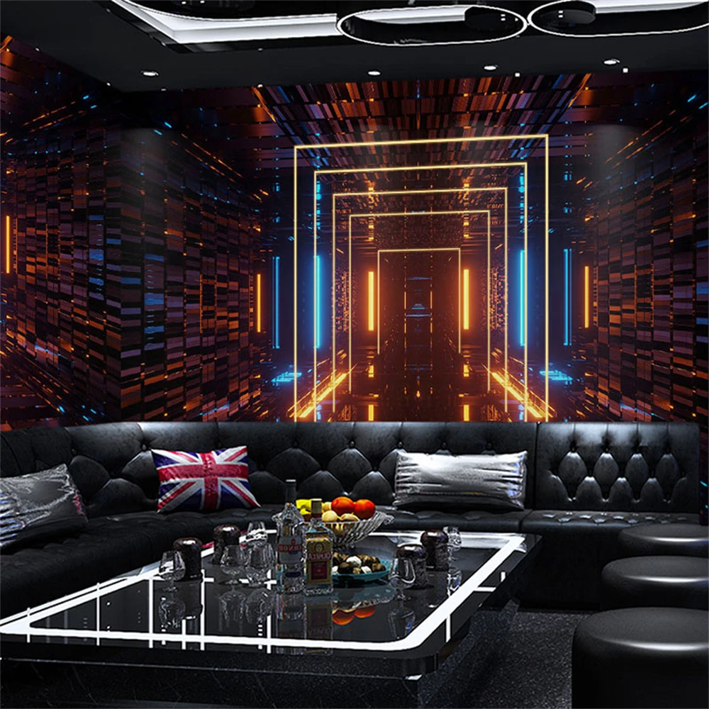 Custom KTV wallpaper 3d personality fashion flash wall paper 3D bar hotel dance hall box theme room background home improvement
