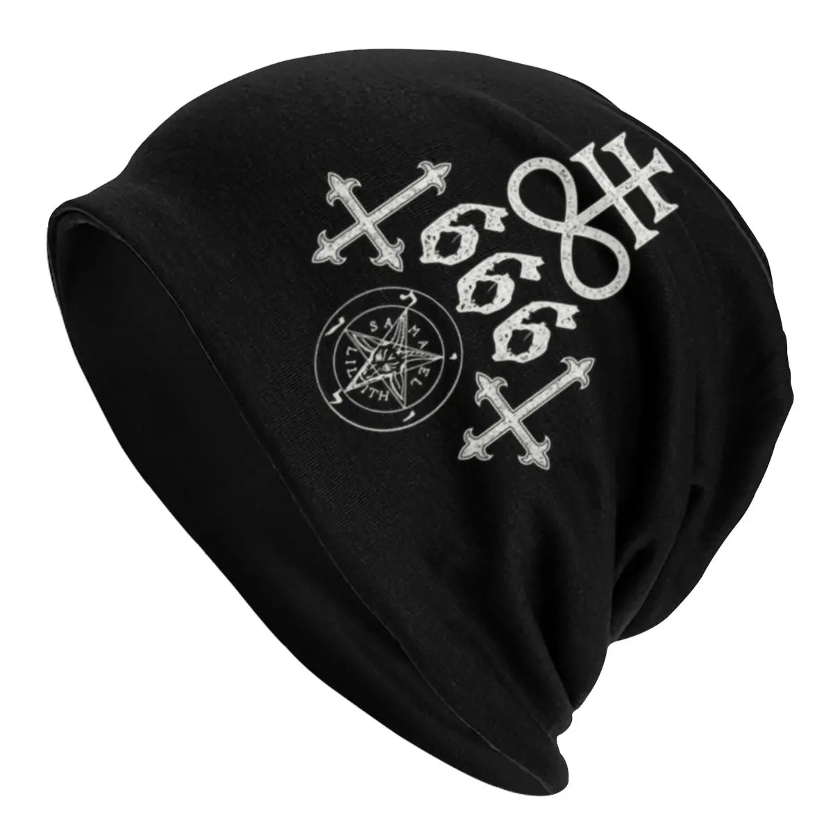 Leviathan Cross Satan 666 Beanies Caps Men Women Unisex Cool Winter Warm Knitted Hat Adult Baphomet Satanic Symbols Bonnet Hats