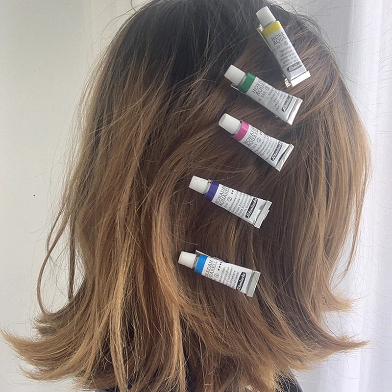 Pinza para el pelo de acuarela con pintura divertida para mujer, horquilla creativa hecha a mano con pico de pato, pasador para el pelo para niño, Color aleatorio para fiesta, 1 ud.