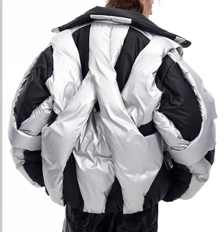 High Street Deconstruction Design Padded Jacket Men's Winter Thick Warm Casual Fashion Parkas Coats  Men Clothing