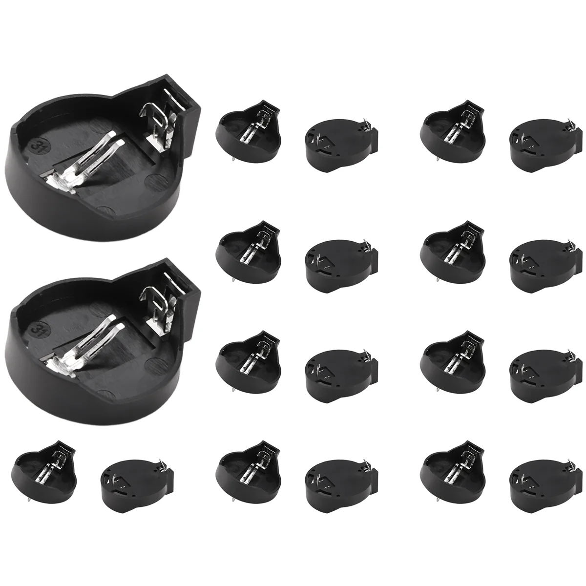 SMIEA 3V CR2032 CR2025 محول حامل بطارية خلية زر أسود 20 قطعة