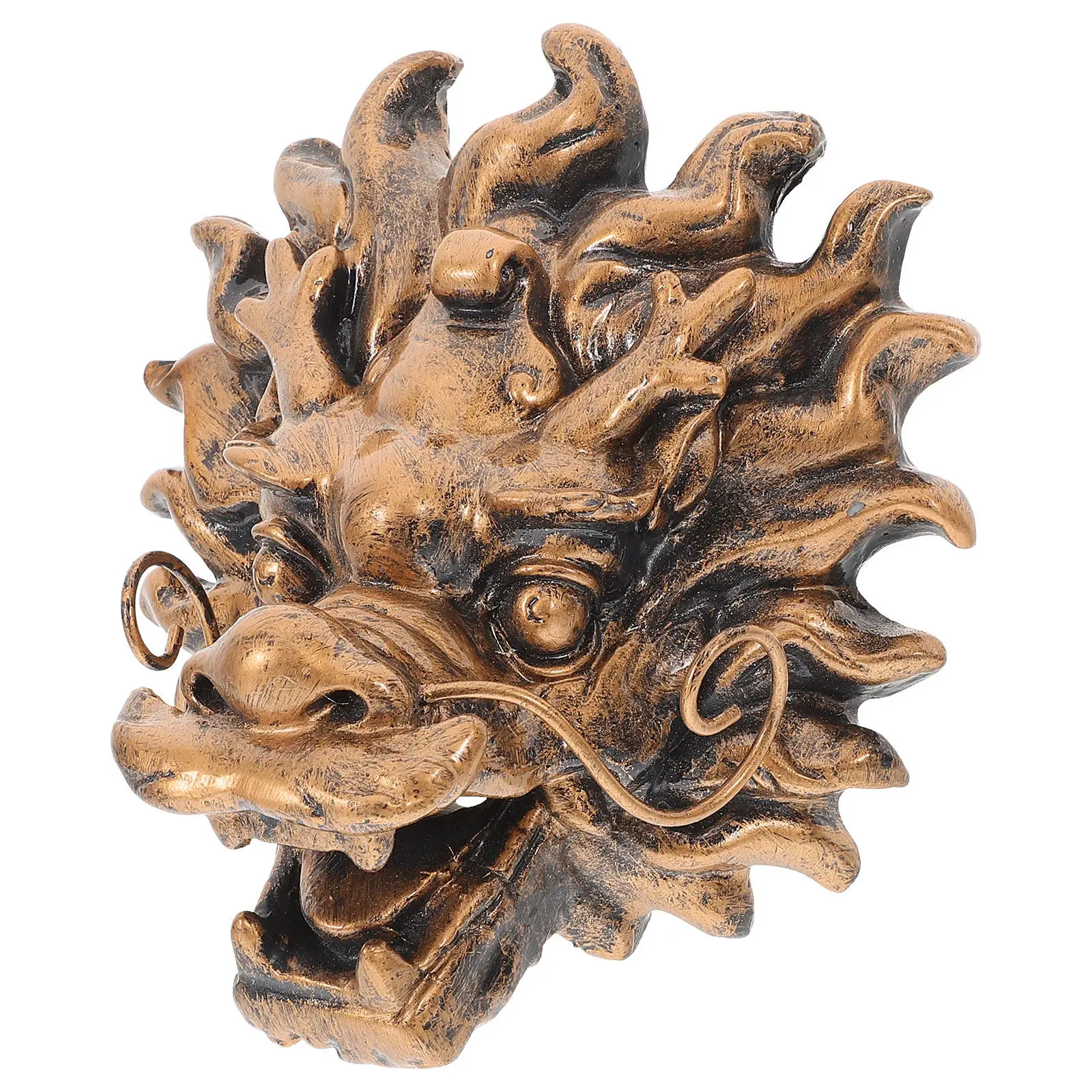 

Садовый фонтан из смолы с золотой головой дракона, уличный водный фонтан-декор для двора, большой водный элемент