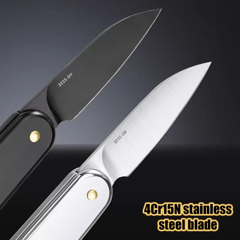 325S Fruit Knife 420 Stainless Steel Handle Folding Knife 4Cr15N Steel Blade EDC Portable Pocket Knife Keychain Handy Tool Ms.