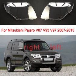 Car Front Headlight Lampshade For Mitsubishi Pajero V87 V93 V97 2007-2015 Plexiglass Lens Replace Lampshade Clear Lens Cover
