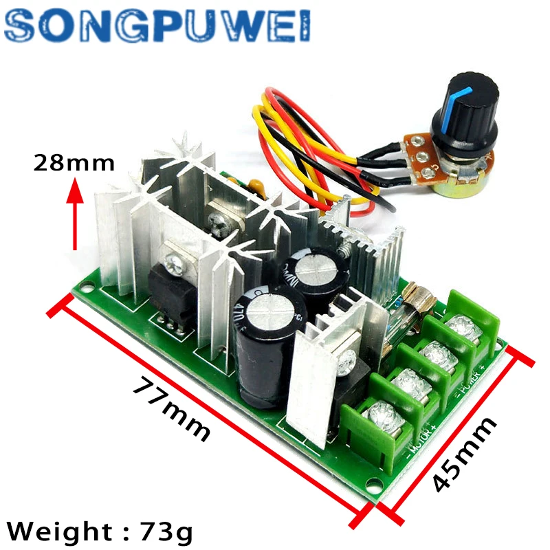 PWM DC Motor Speed Controller Switch DC 20A Current Voltage Regulator 10-60V PWM High Power Drive Module 60A 12V 24V 36V 48V