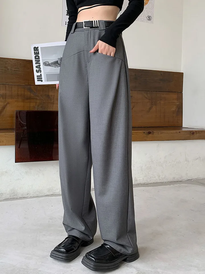 loose fit dress pants women's Elegant Women's Solid Color High Waist Ankle Length Straight Leg Dress Pants For Wear Loose Fitting Pants for Women Casual Trouser Pants for Women