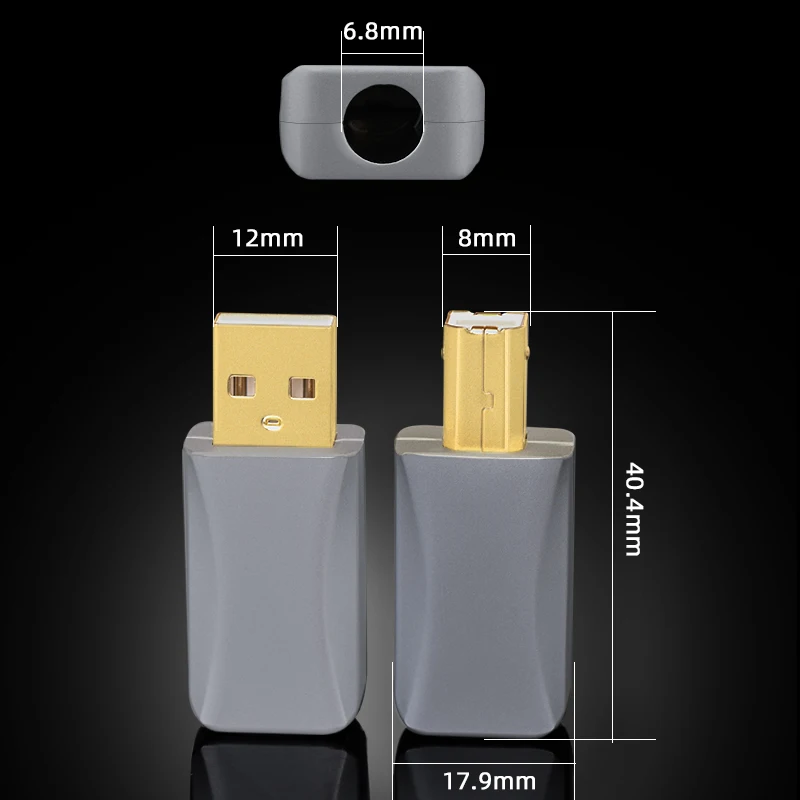 HIFI-enchufe USB 2,0 chapado en oro de 24K, Conector de cubierta de bronce tipo A macho 2,0, Puerto tipo B
