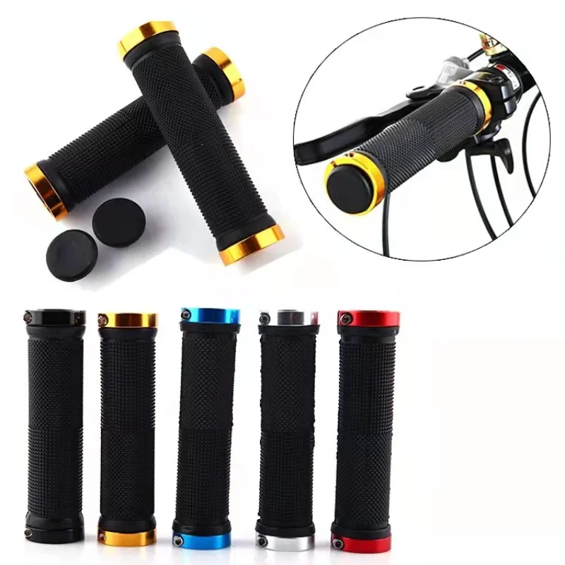 MTB Sleeve Bicycle Handle Grip Anti-skid Ergonomic Shock Absorption Rubber Grips Aluminum Alloy Cuffs Bilateral Lock Handlebar