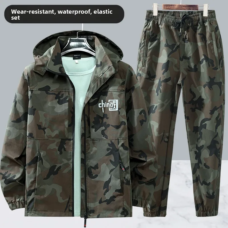 

Camouflage Workwear Set for Men Durable Tear Resistant Elastic Construction Site Uniform Spring Autumn Work Protection Suit