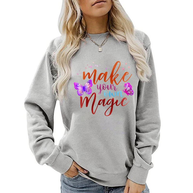 (Qualità A +) Pullover da allenamento A maniche lunghe in pile con stampa A farfalla divertente Top maglione Casual