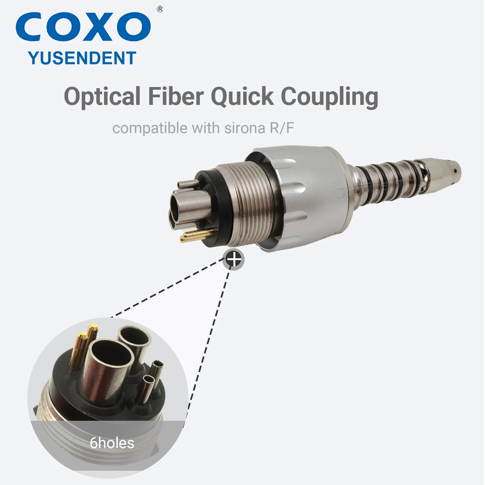 COXO مقرنة الأسنان 6 ثقوب LED الألياف البصرية اقتران سريع موصل محول مثل Sirona R/F لقبضات توربينات الهواء عالية السرعة #5