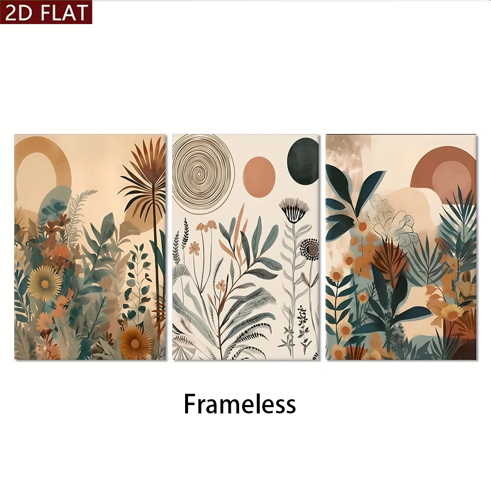 1 set of triptych minimalist living room sofa background wall painting bedroom dining room frameless decoration painting 2D plan
