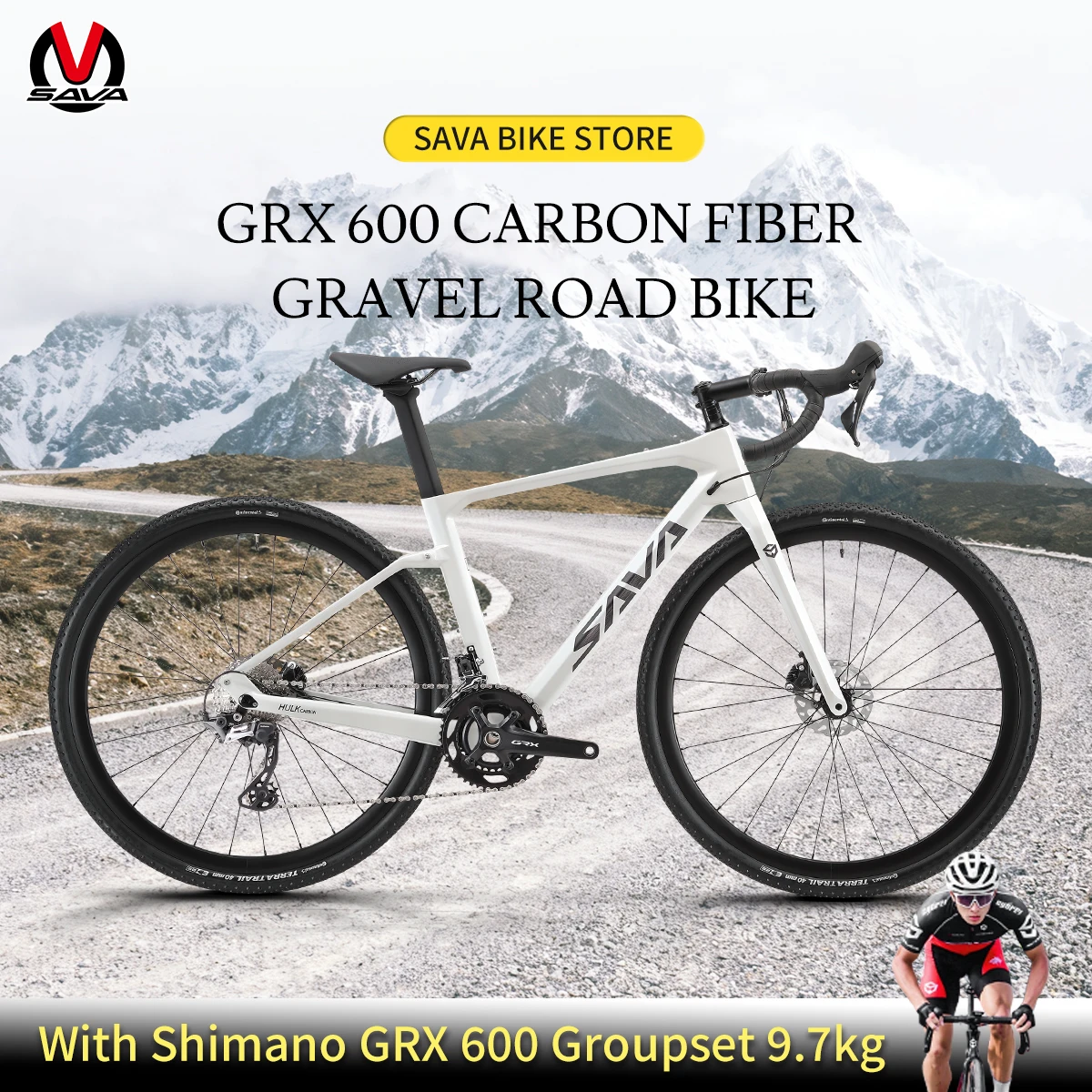 دراجة الطريق SAVA GRX 600 من ألياف الكربون 11 سرعة فرامل قرصية مزدوجة 700C دراجة الطريق للسباق