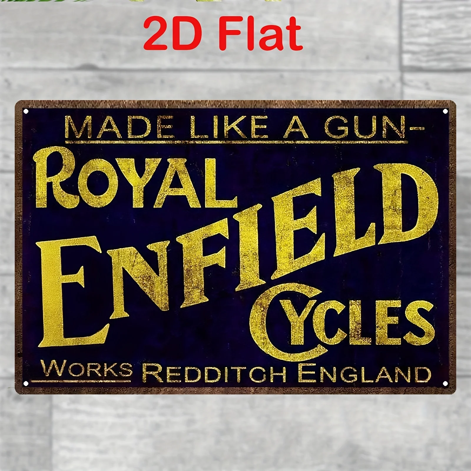 Retro-Metallschild |   "GEFERTIGT WIE EINE WAFFE ROYAL ENFIELD CYCLES WORKS REDDITCH ENGLAND" Blechbild