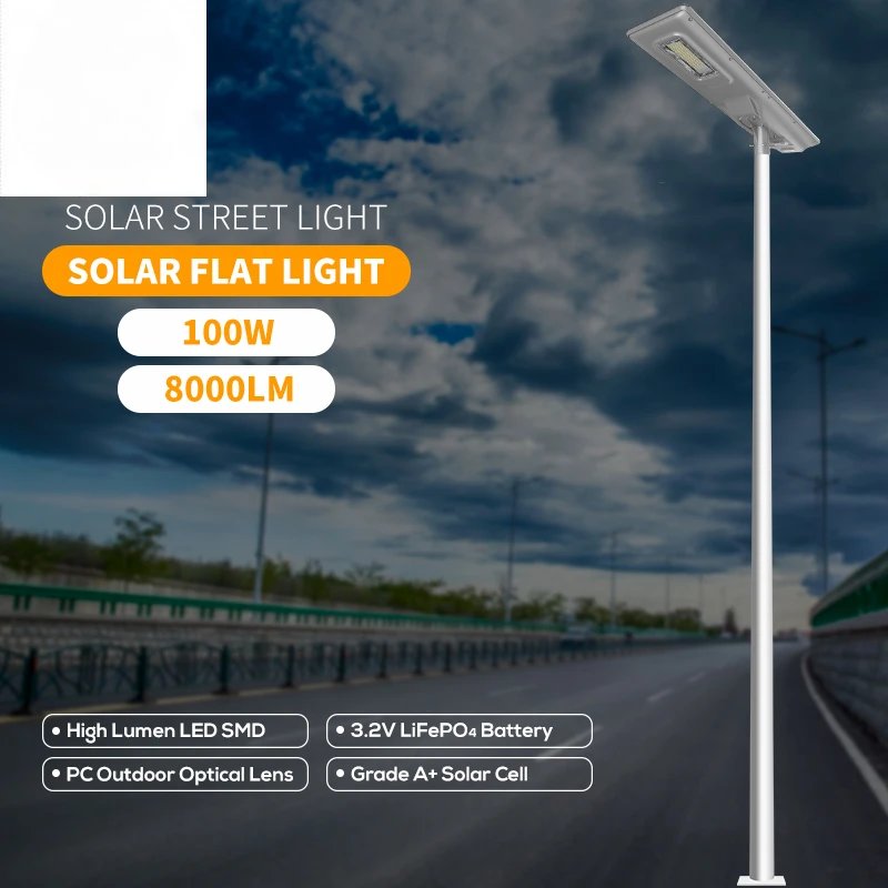 100W Solar LED Street Light All in One Solar Light Outdoor for Project