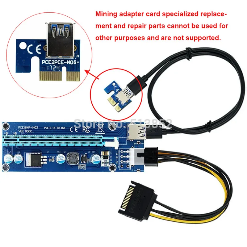 PCIE 1X to16X PCI-E 1X to USB to Video Graphics Card Expand the line Mining PCI-E Extension Line Small Card Board