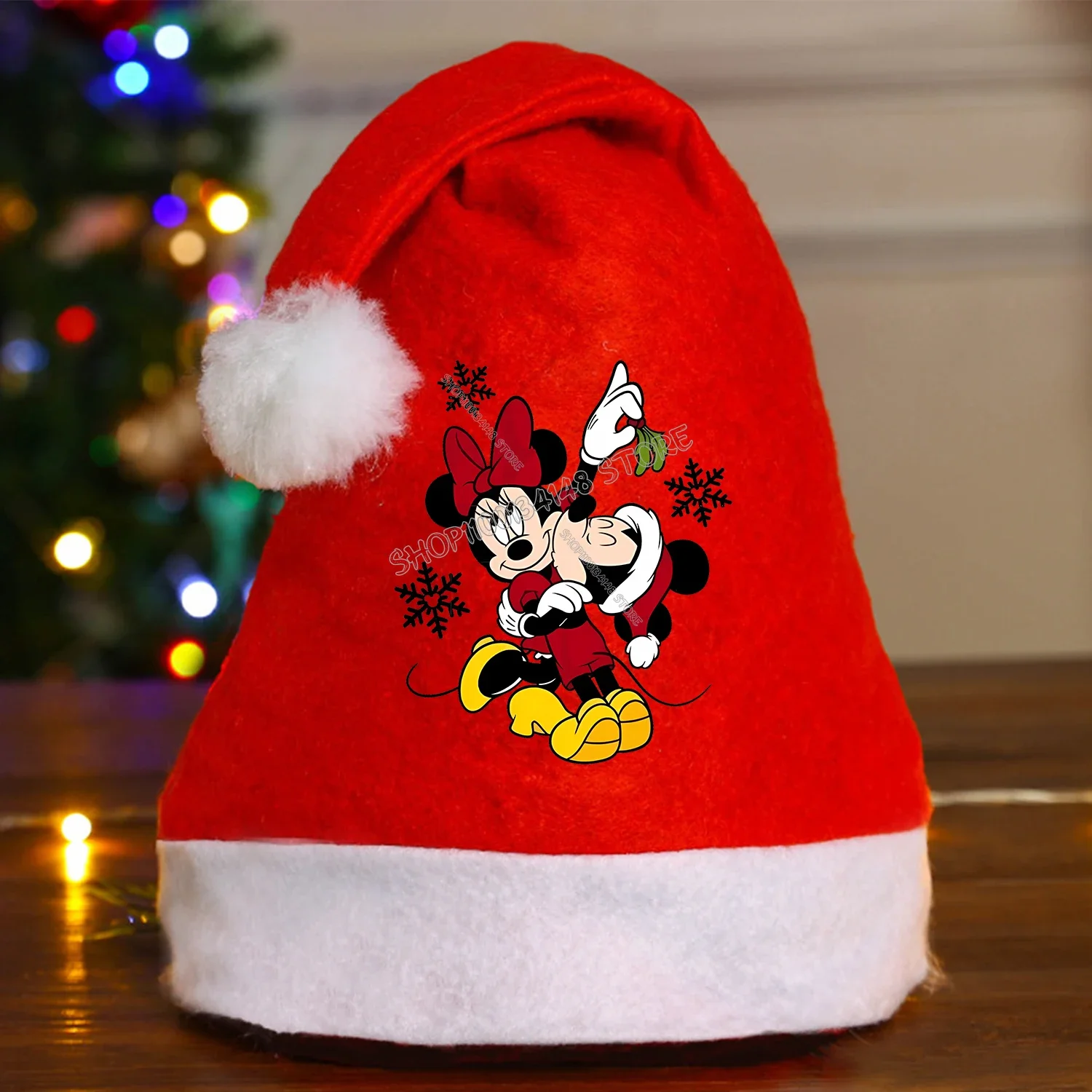 디즈니 미키 마우스 크리스마스 모자 휴일 파티 용품 모자 만화 영화 파생 주변 장치 장식 어린이 선물 가방