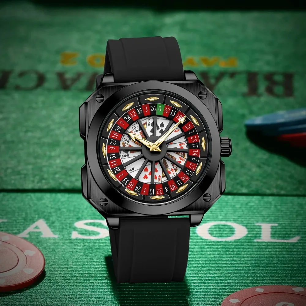

VA VA VOOM 2971 Rotating Compass Quartz Men's Watch Silicone Strap Creative Fashion Watches for Men Relogios Masculino ساعات