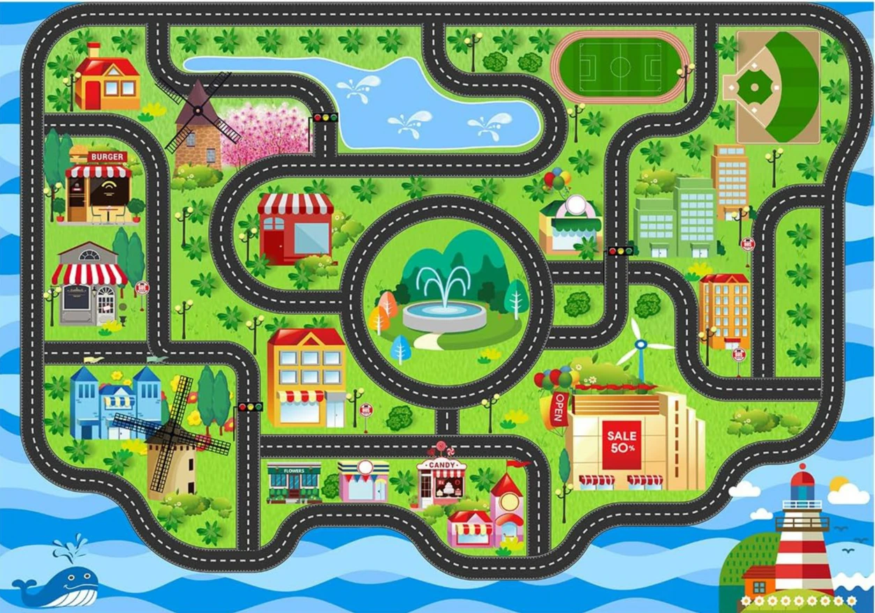 Speelse stad Verkeer Route Tapijt Interactief Tapijt Woonkamer Slaapkamer Tapijt Kind Speelmat Ouder-kind Activiteit Tapijt Kerstcadeaus