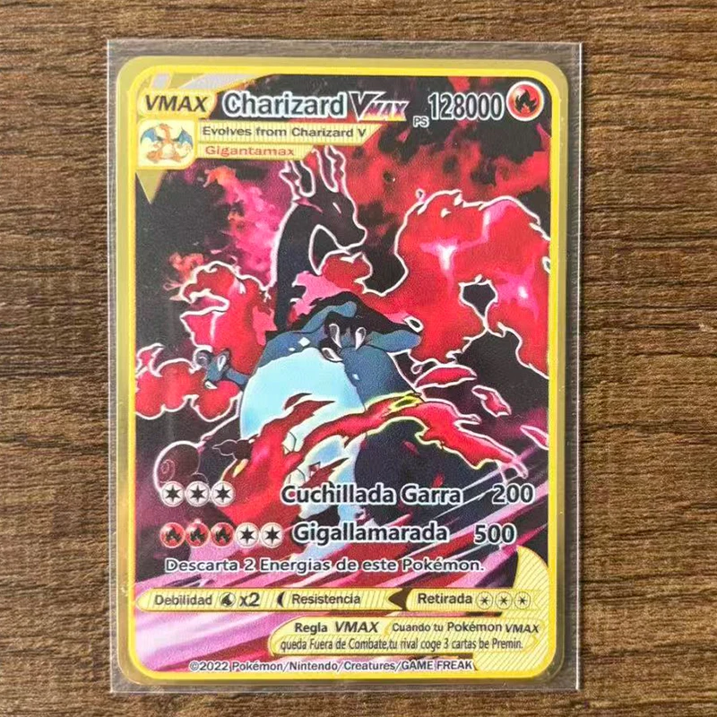 The Winged Dragon of Ra GX Charizard Theme Metal  Mewtwo，6Pcs Gold Foil Fan Art Trading Cards Collection Toy Gift view 3